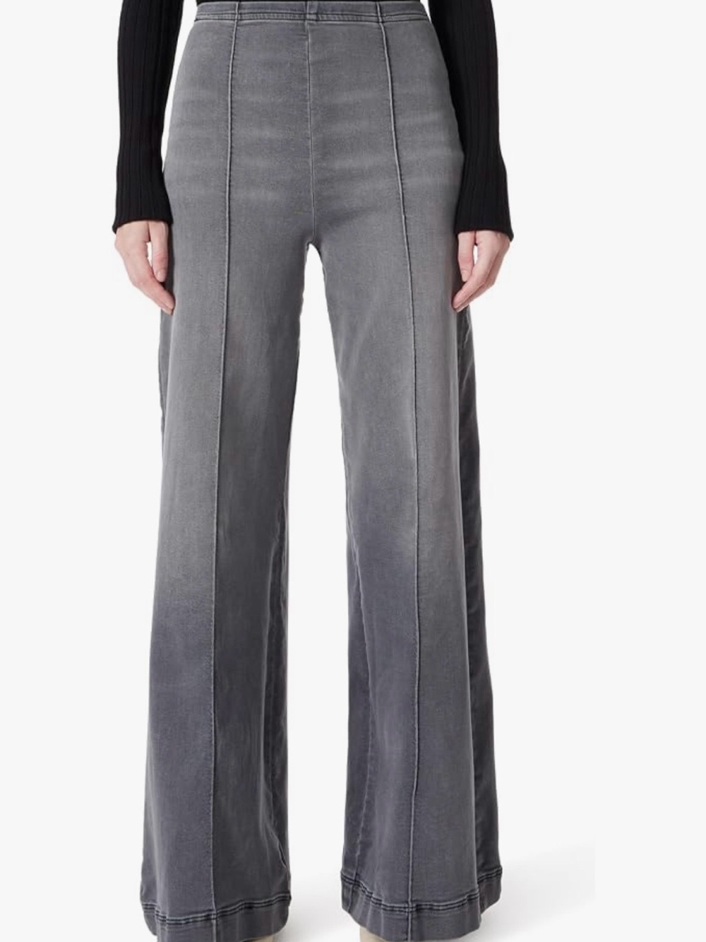 Wide-Leg High-Rise Gray Jeans